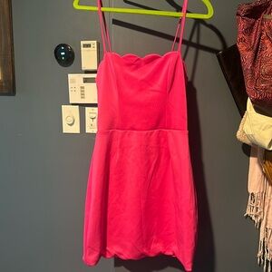 Beautiful gently worn scalloped hot pink dress - size small